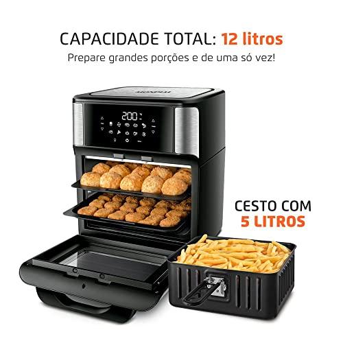         Fritadeira Air Fryer Forno Oven 12 Litros, Mondial, Preto/Inox, 2000W, 110V - AFON-12L-BI       