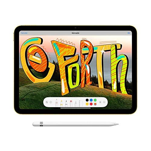         iPad da Apple (10a geração): Com chip A14 Bionic, tela Liquid Retina de 10,9 polegadas, 64 GB Wi-Fi 6  rede celular 5G, câmera frontal de 12 MP, câmera traseira de 12 MP, Touch ID – Prateado       