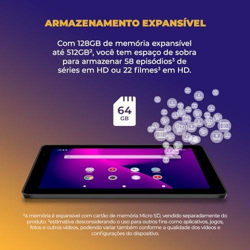         Tablet Positivo Vision TAB 7 - Processador Octa-Core 3GB RAM 64GB Armazenamento, Tela 7 IPS, Bateria 3100mAh, Android 14 Go, Wi-fi - Preto       