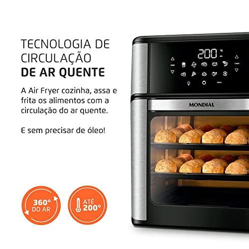         Fritadeira Air Fryer Forno Oven 12 Litros, Mondial, Preto/Inox, 2000W, 110V - AFON-12L-BI       